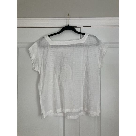 Eileen Fisher Organic Cotton Voile Square Neck Box White Womens Small NWT - Picture 5 of 7